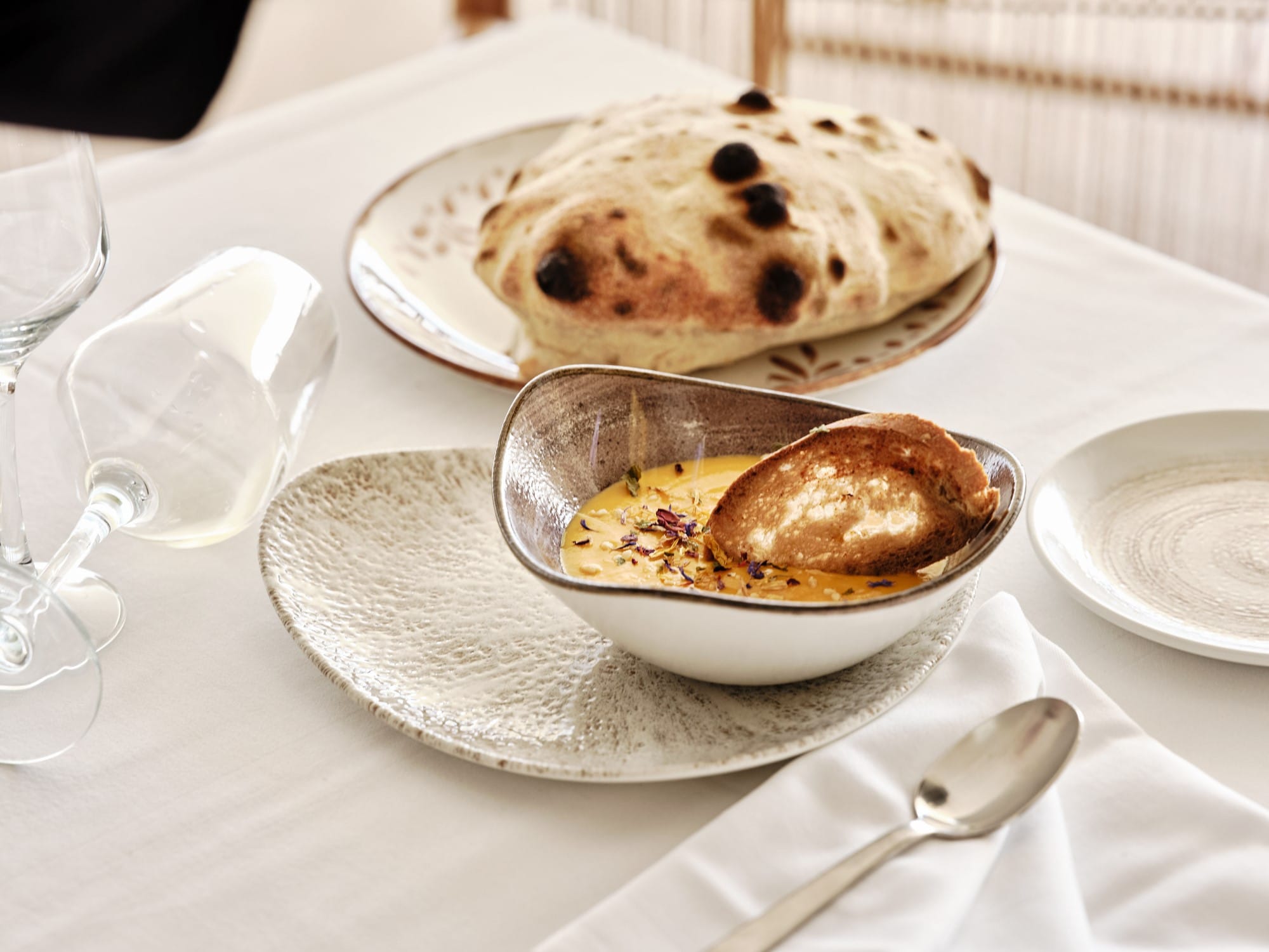 a table with plates of food