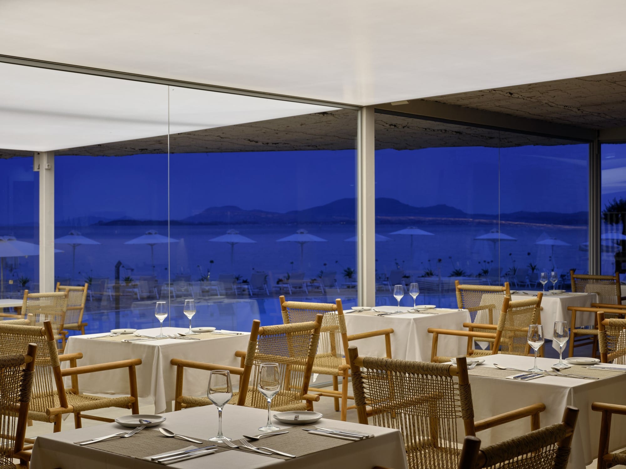 tables and chairs on a deck