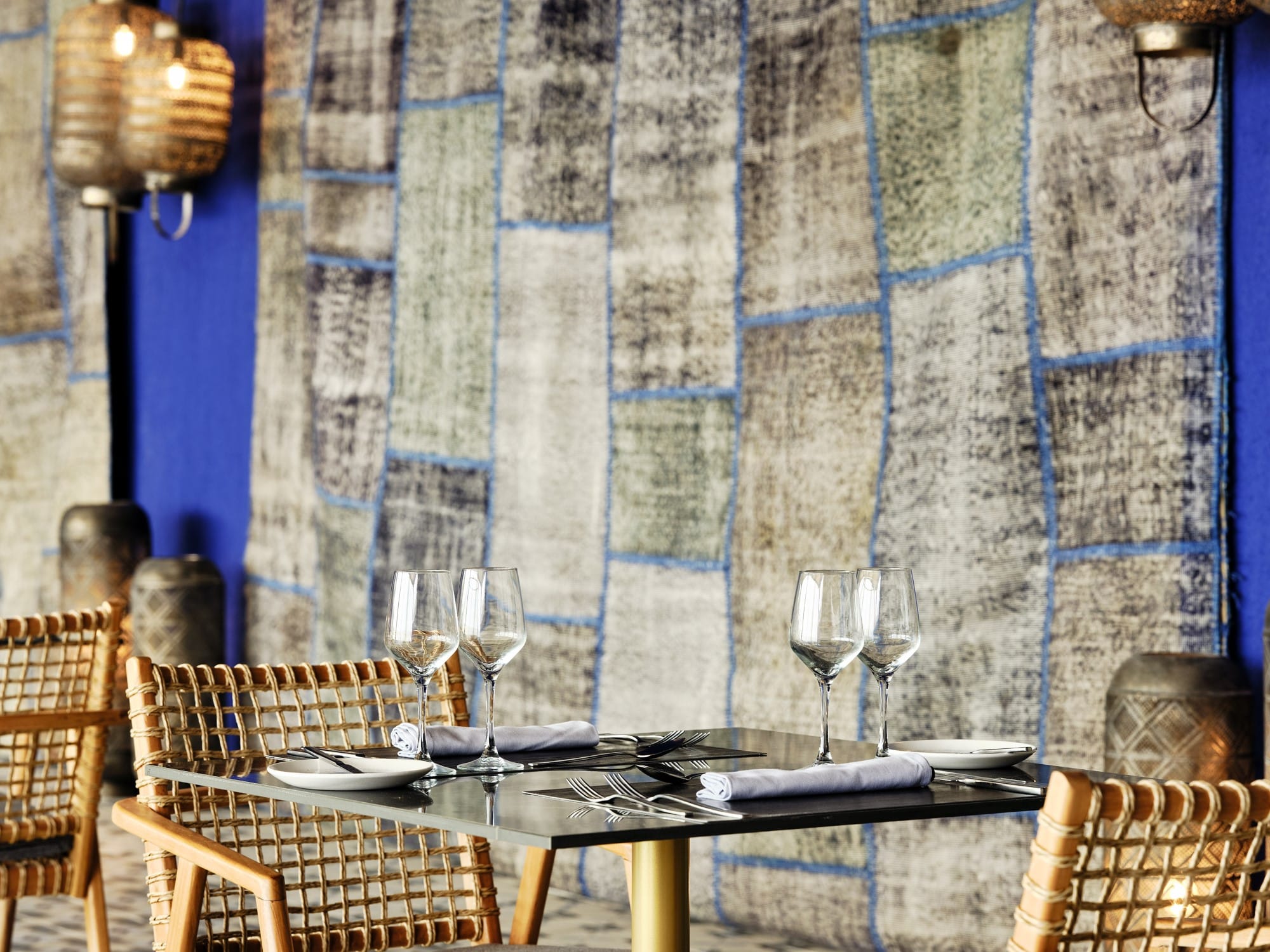 a table with glasses on it