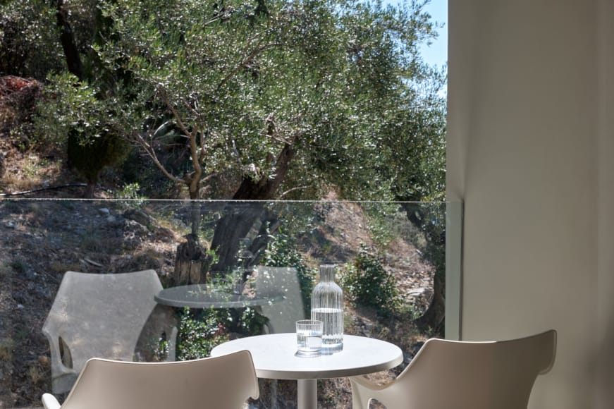 a table and chairs outside