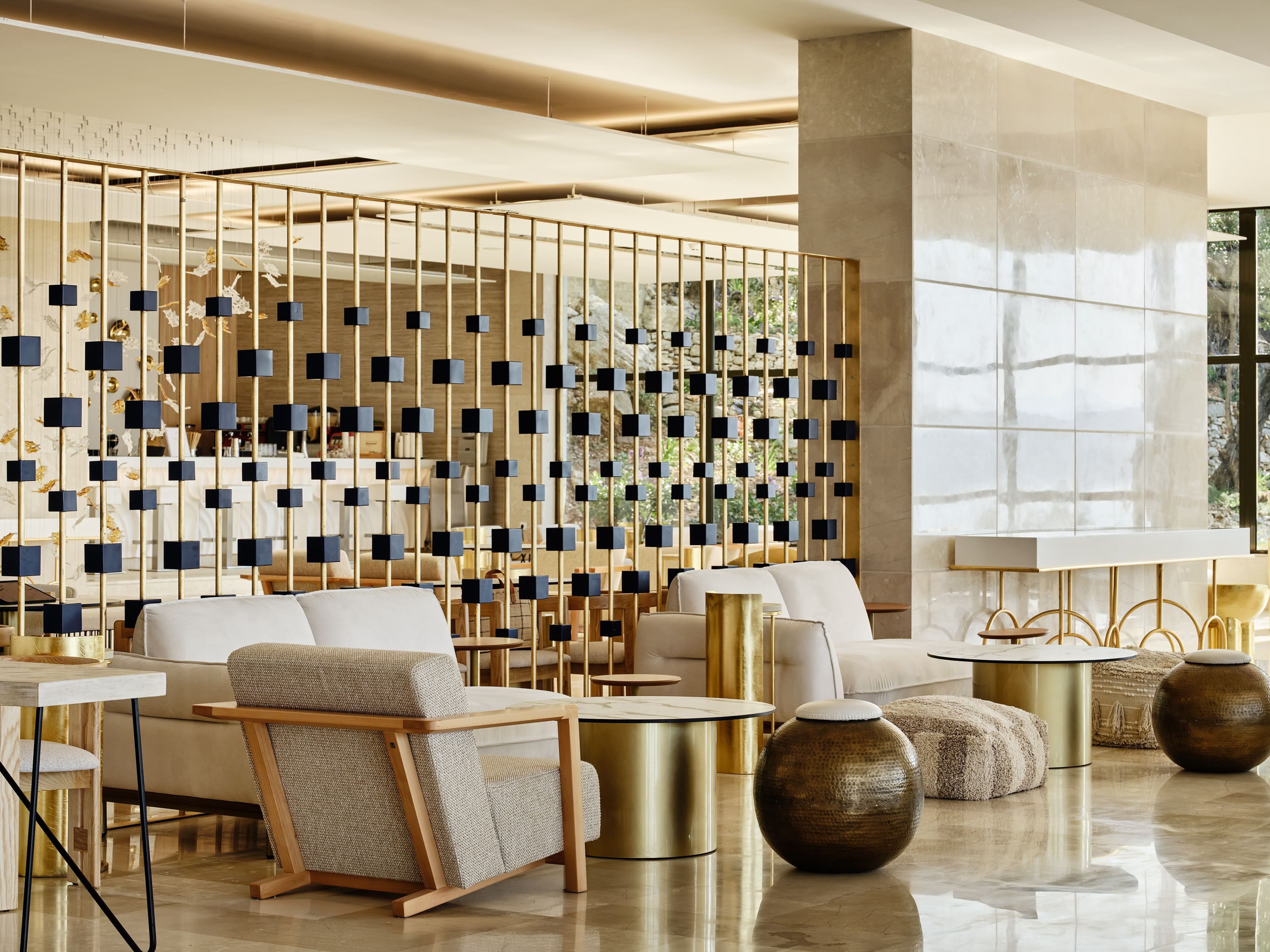 a room with white walls and chairs