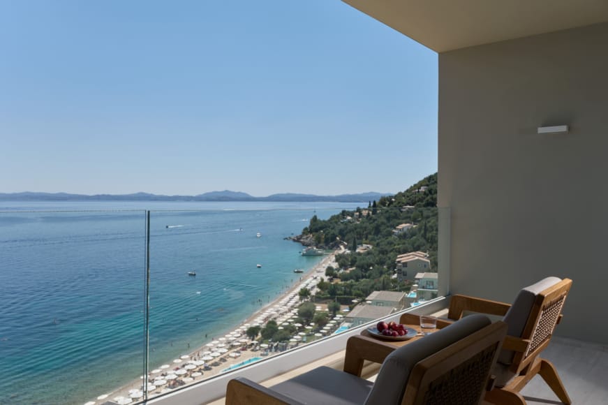 a balcony overlooking a beach