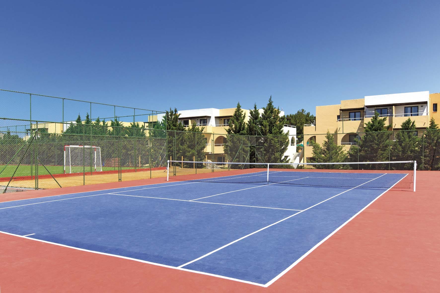 a tennis court with a net