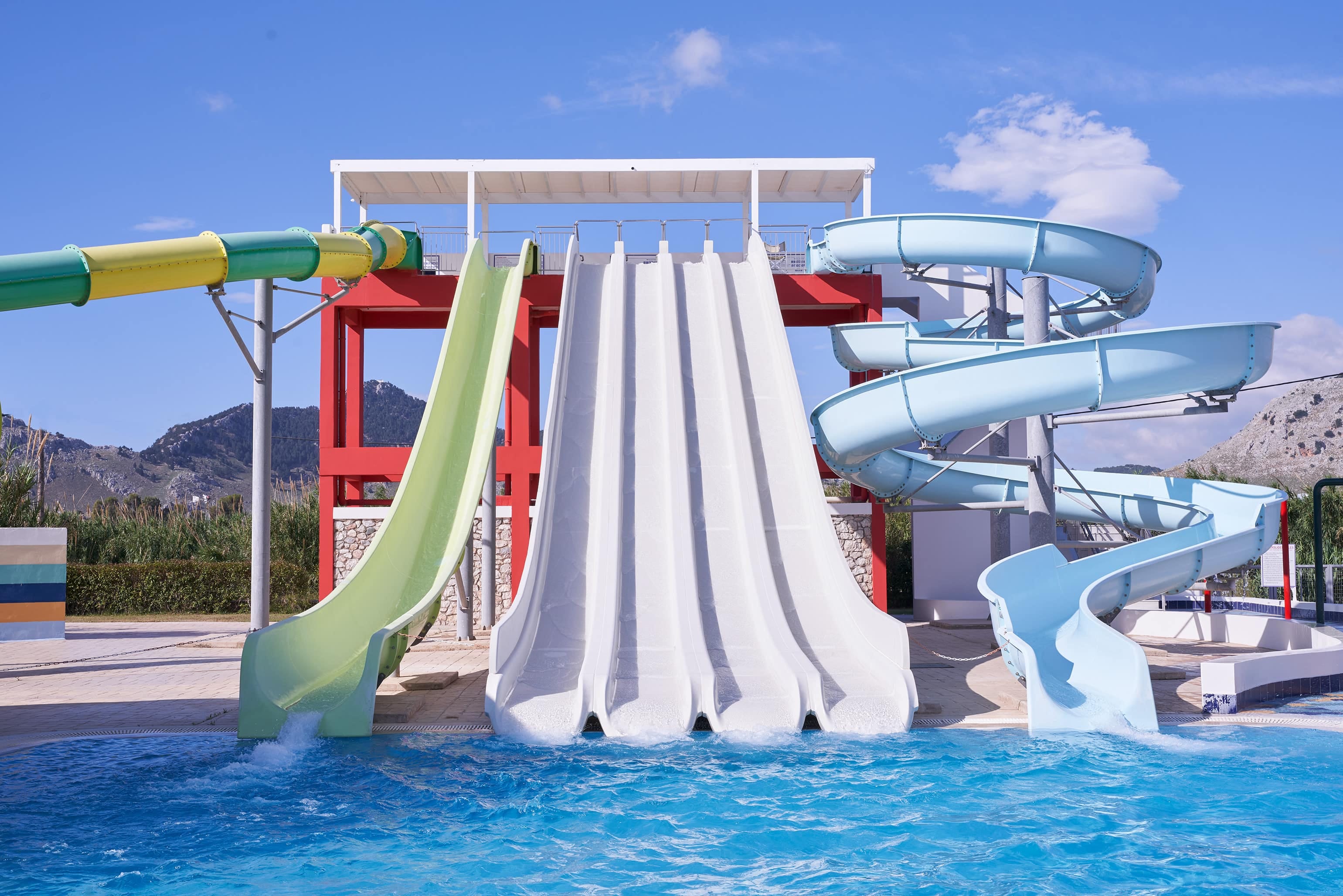 a water park with slides
