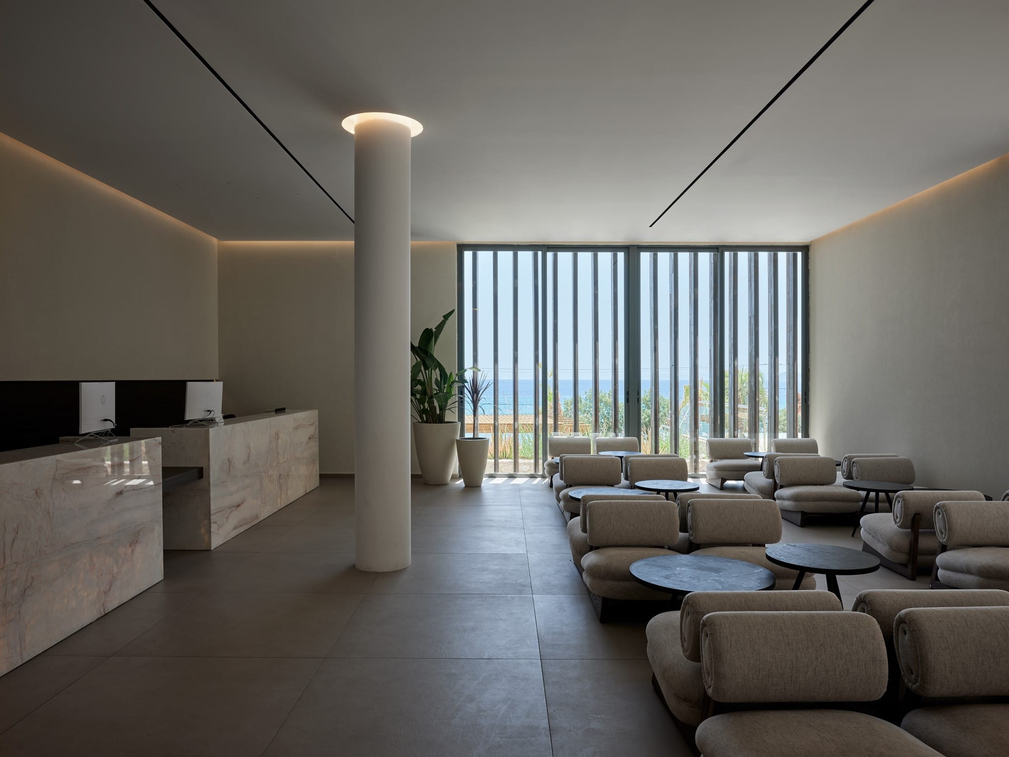 a room with a large window