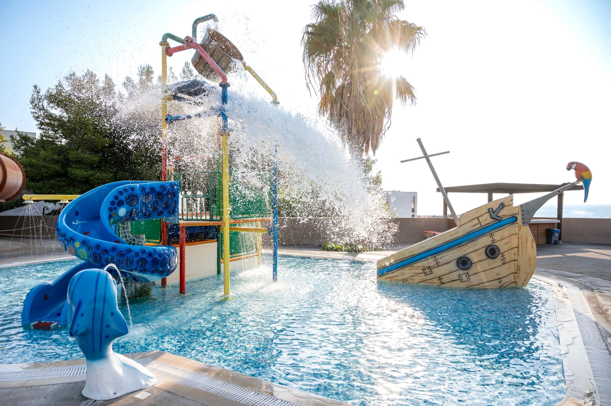 a water park with slides