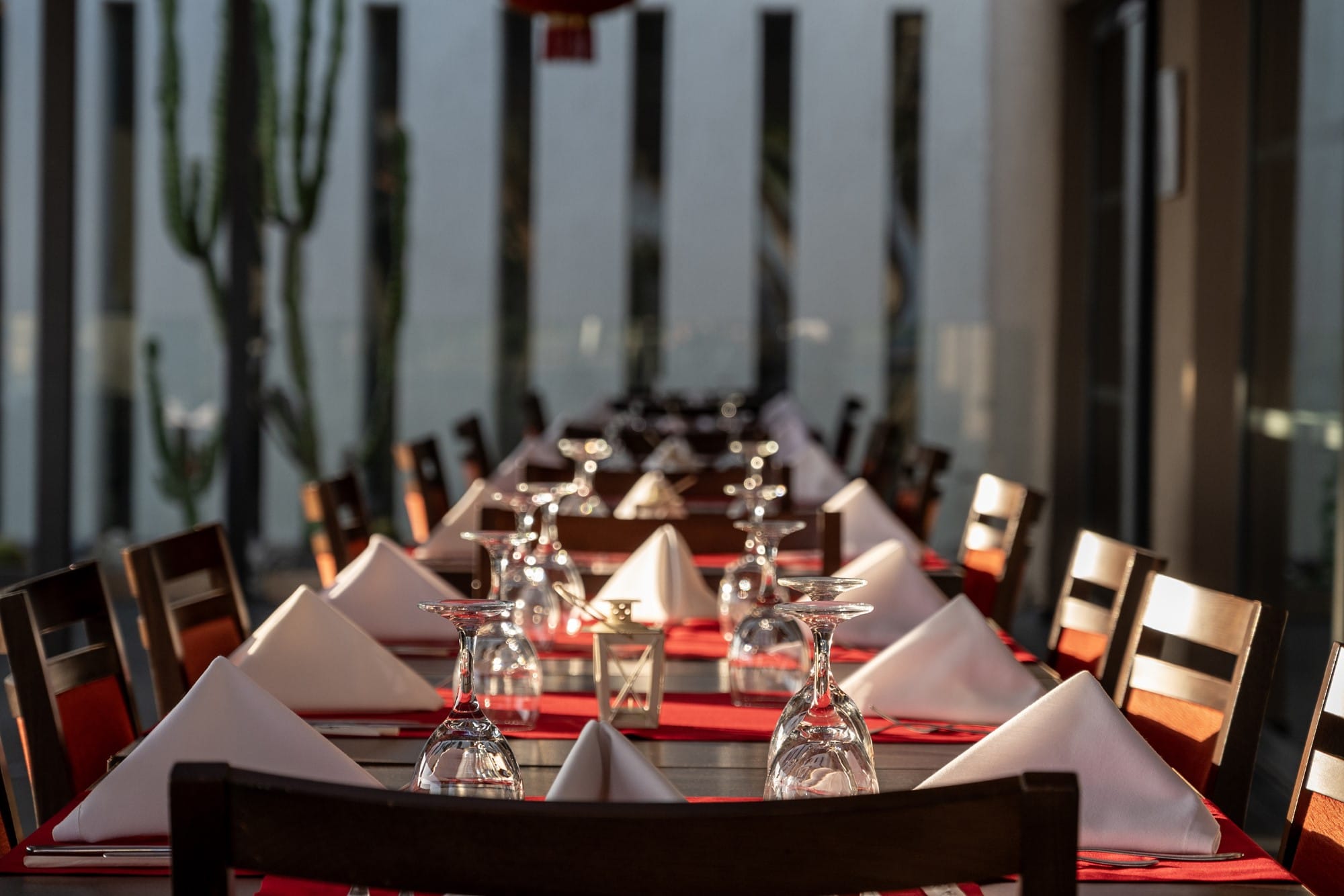 a table with a group of candles on it