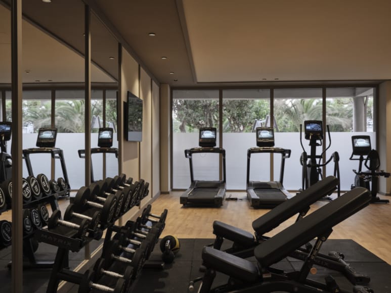 a room with exercise equipment