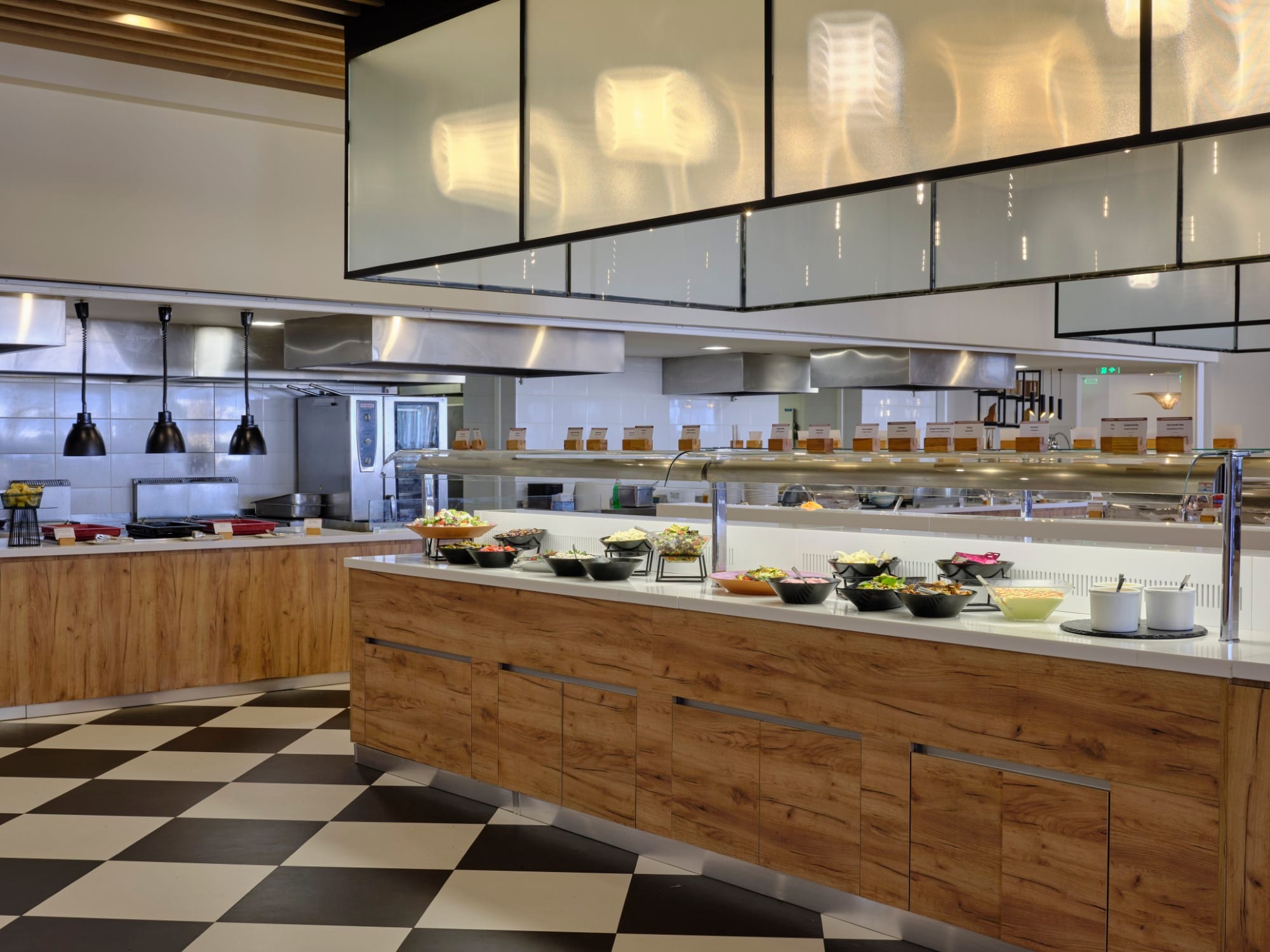 a kitchen with a large counter