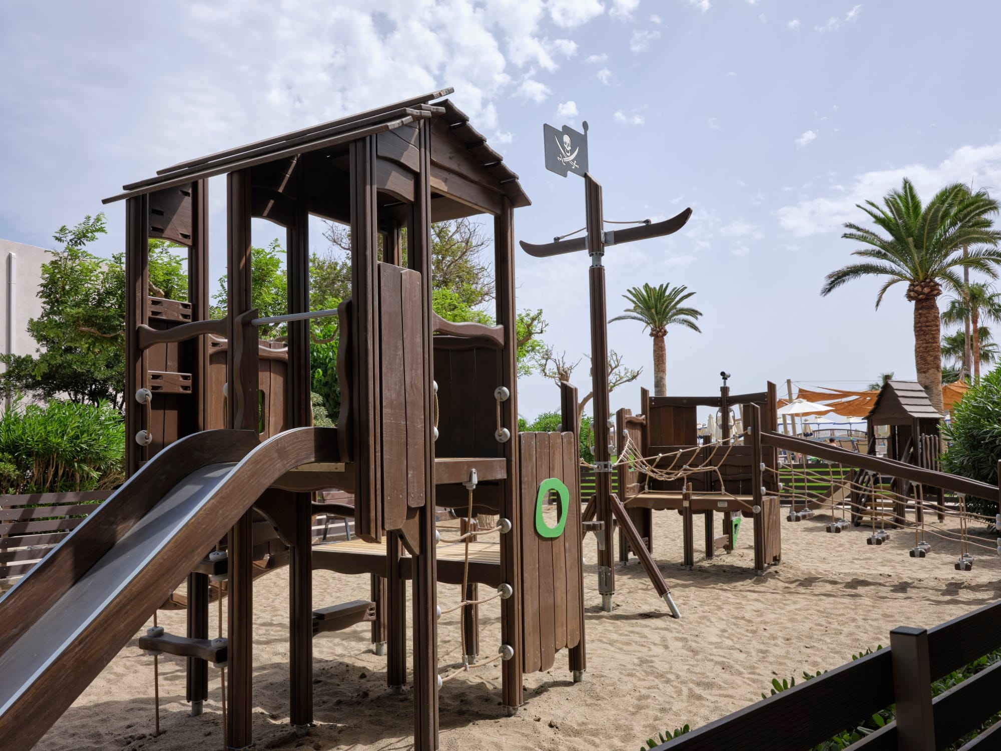a playground with a slide