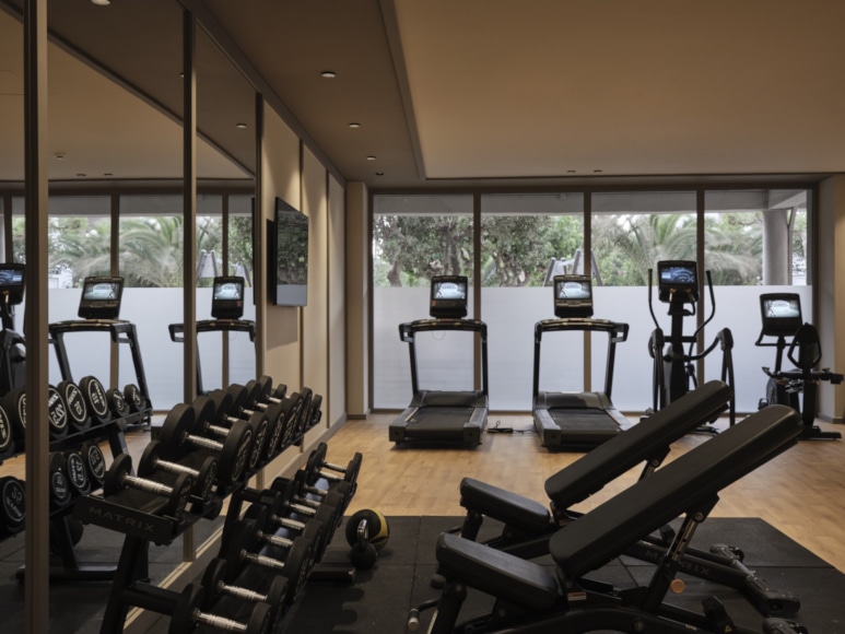 a room with exercise equipment