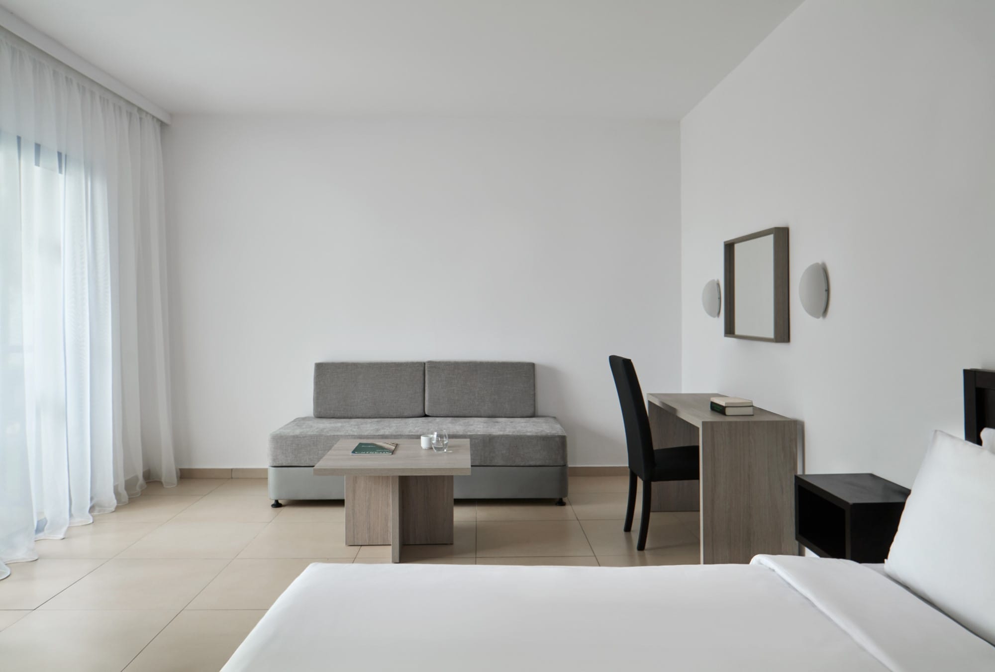 a room with a couch and a table