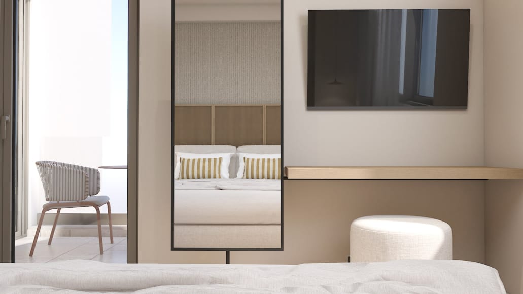 a room with a tv and chairs