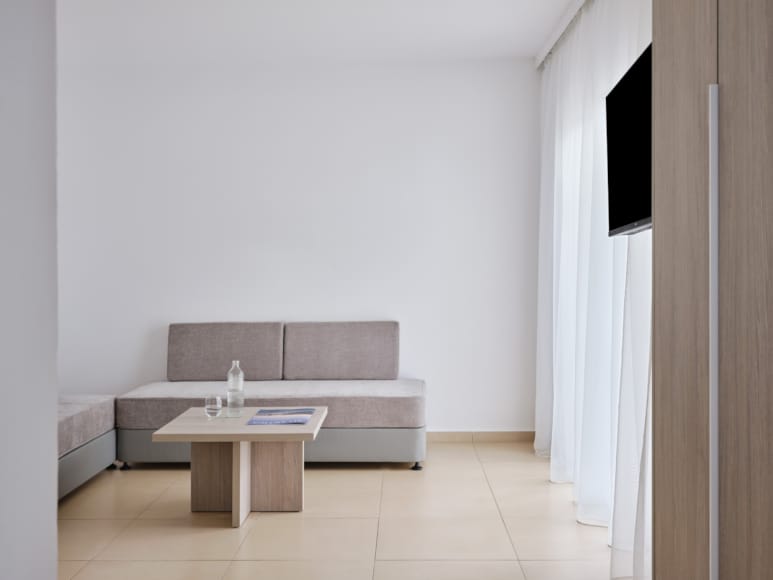 a room with a couch and a table
