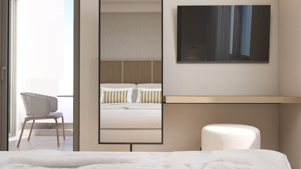 a room with a tv and chairs