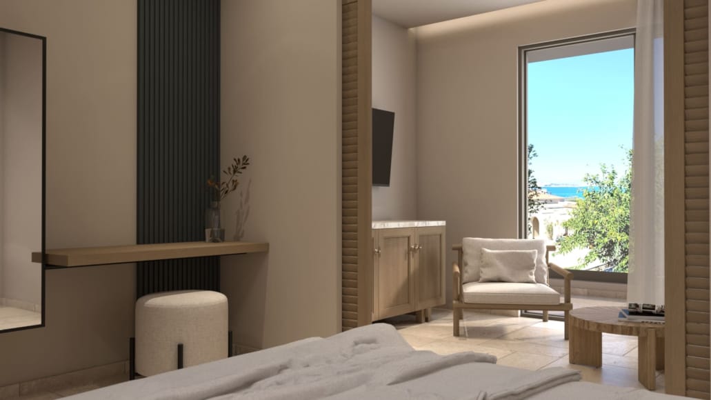 a room with a bed and a window