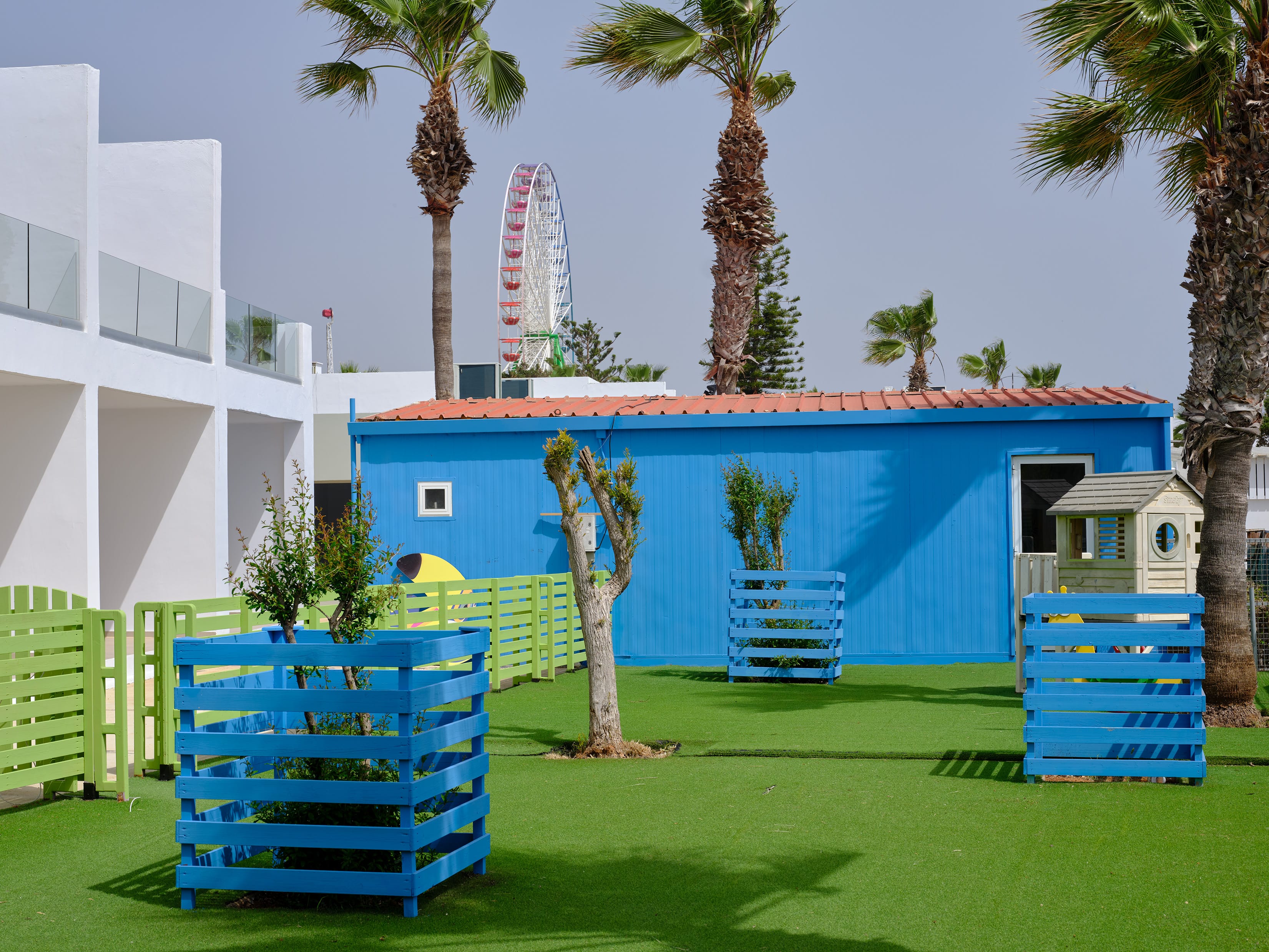a small play structure in a yard