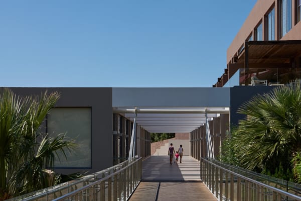 a walkway between buildings