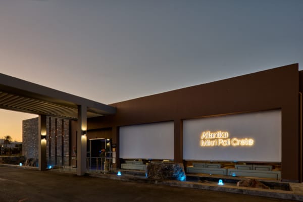 a building with a large screen