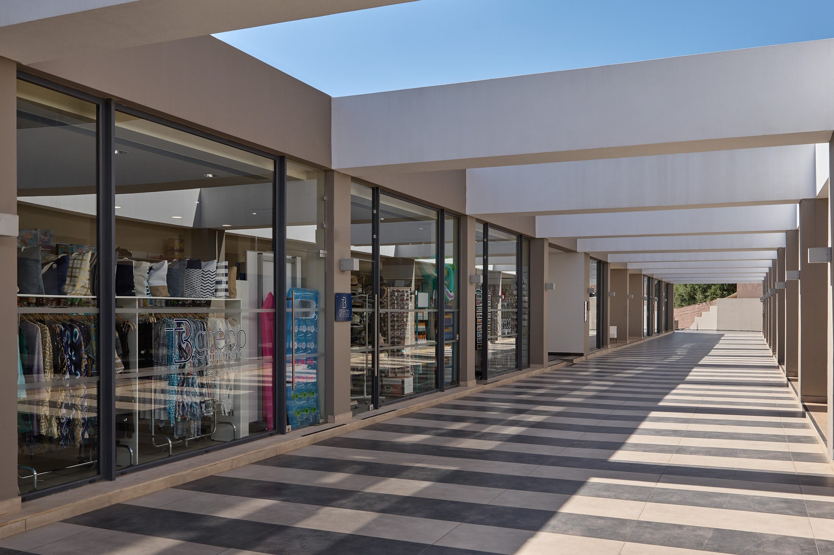 a building with glass doors
