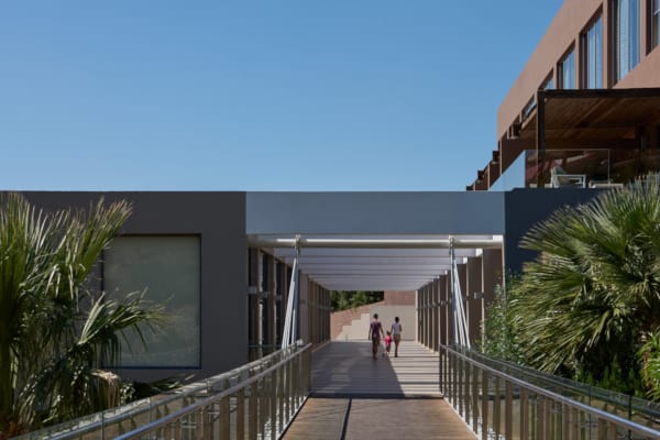 a walkway between buildings