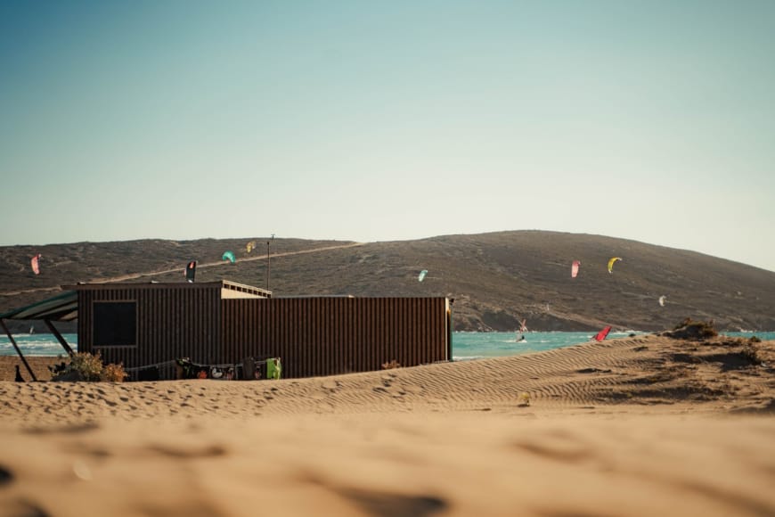 a building on a beach