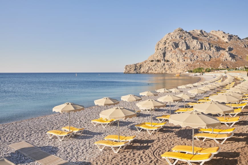 umbrellas and chairs on a beach