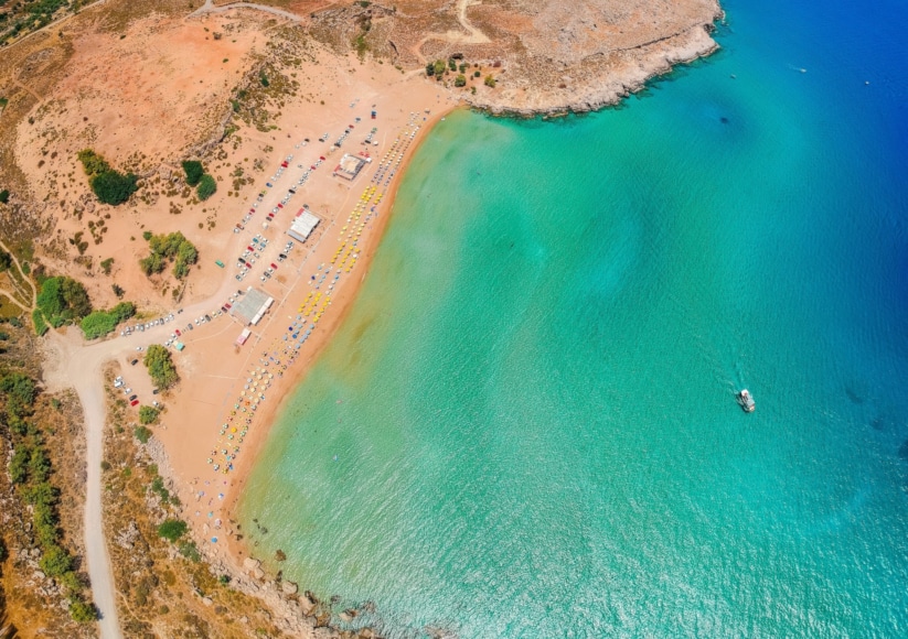 an aerial view of a beach