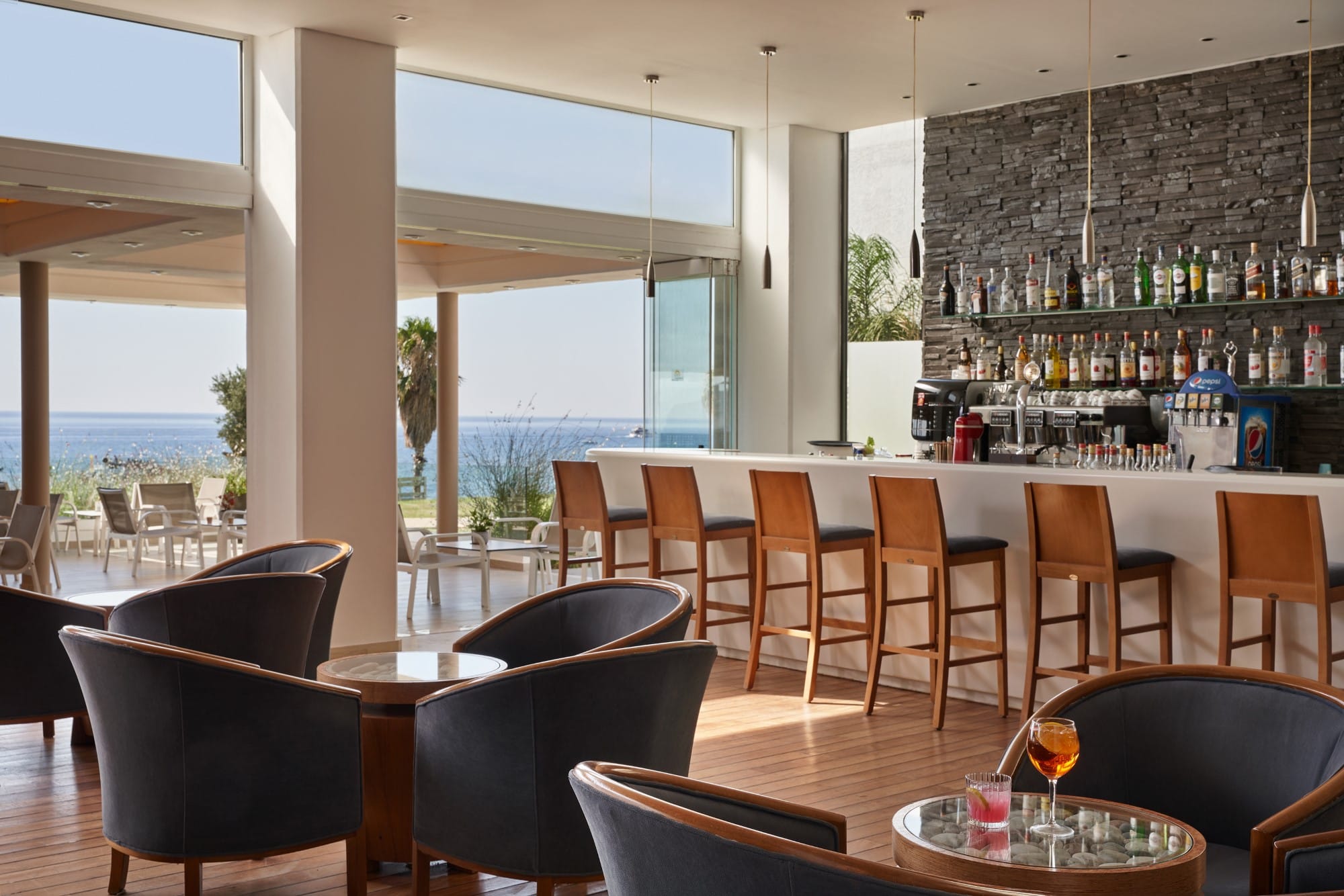 a room with tables and chairs