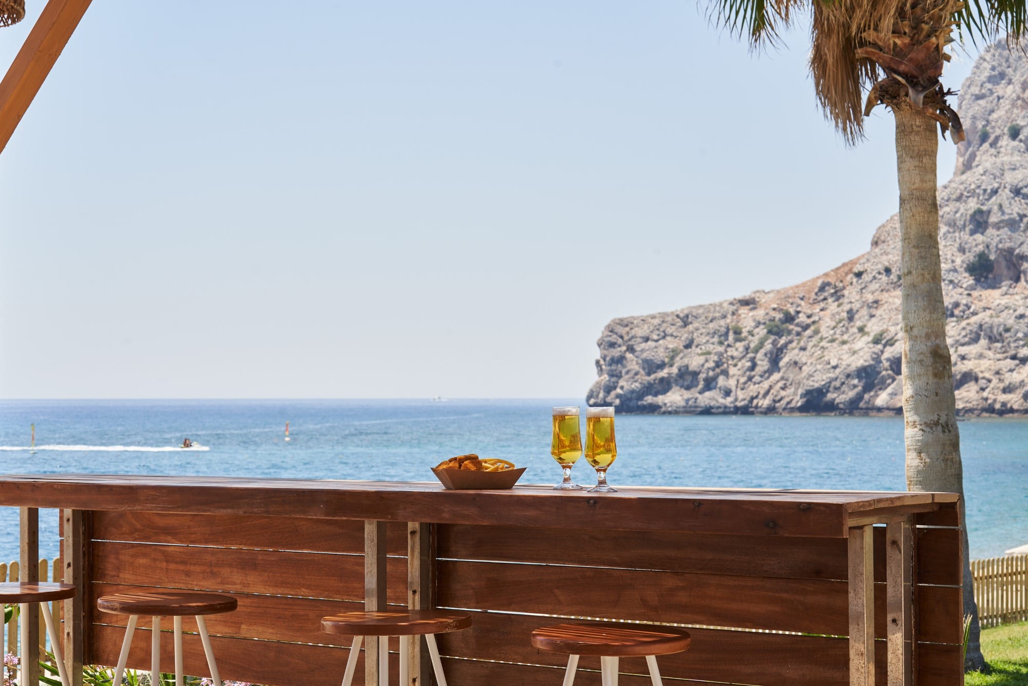 a deck overlooking the ocean