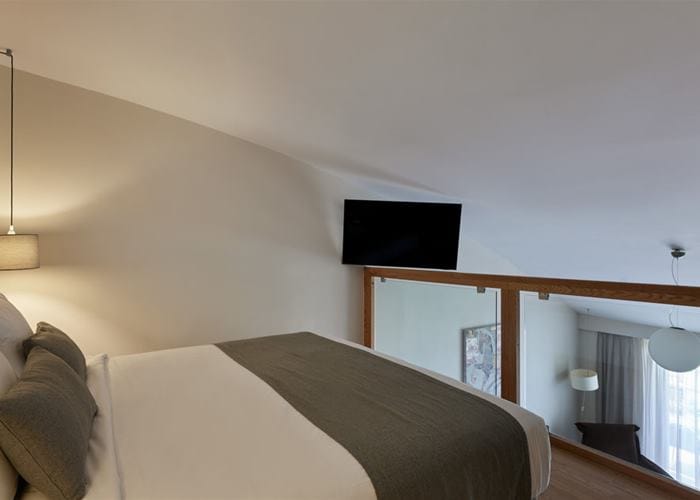 a bed in a room