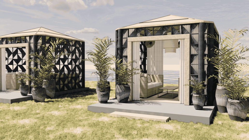 a house with a glass door