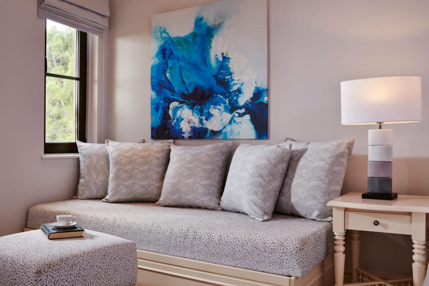 a couch with pillows