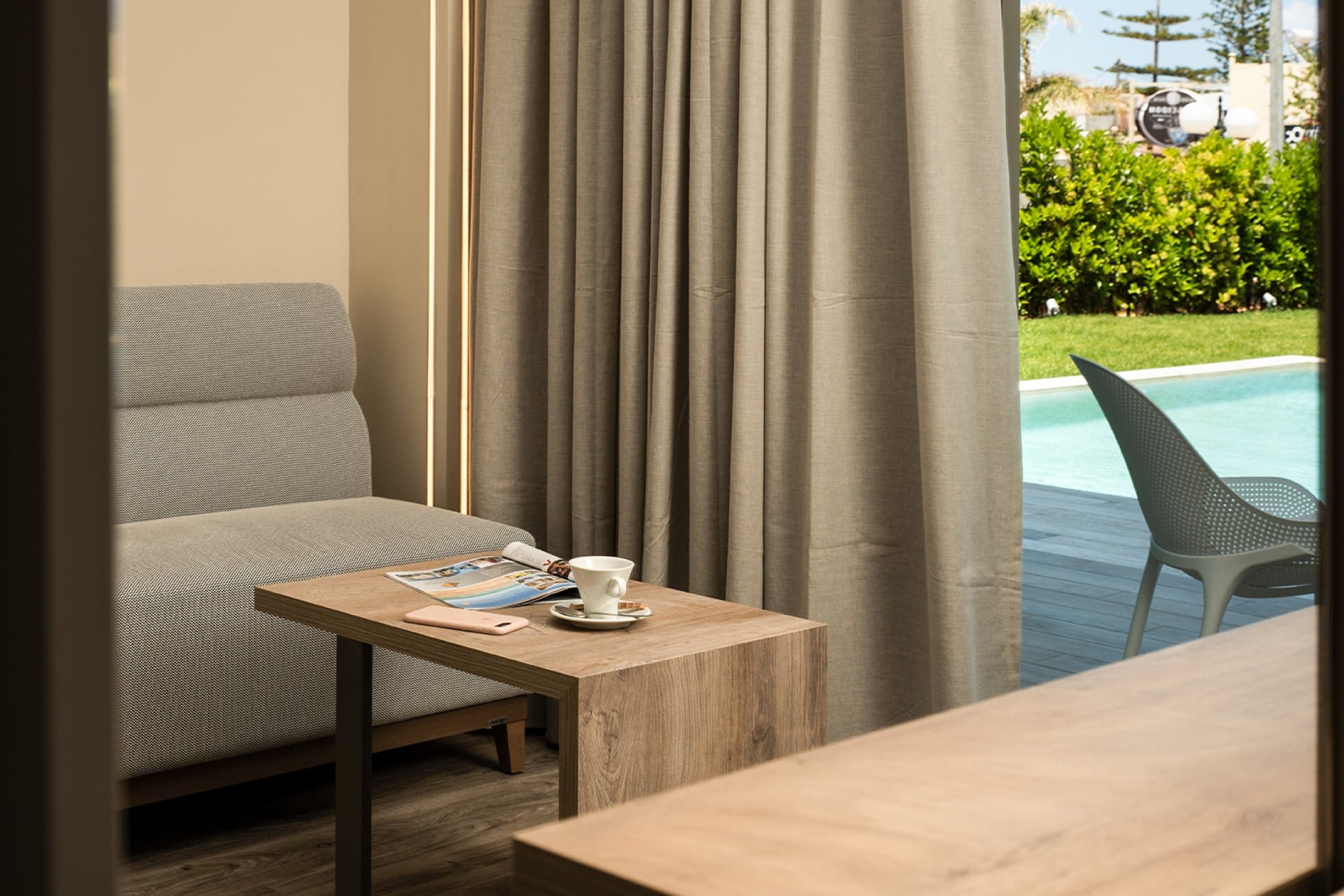 a table and chairs in a room