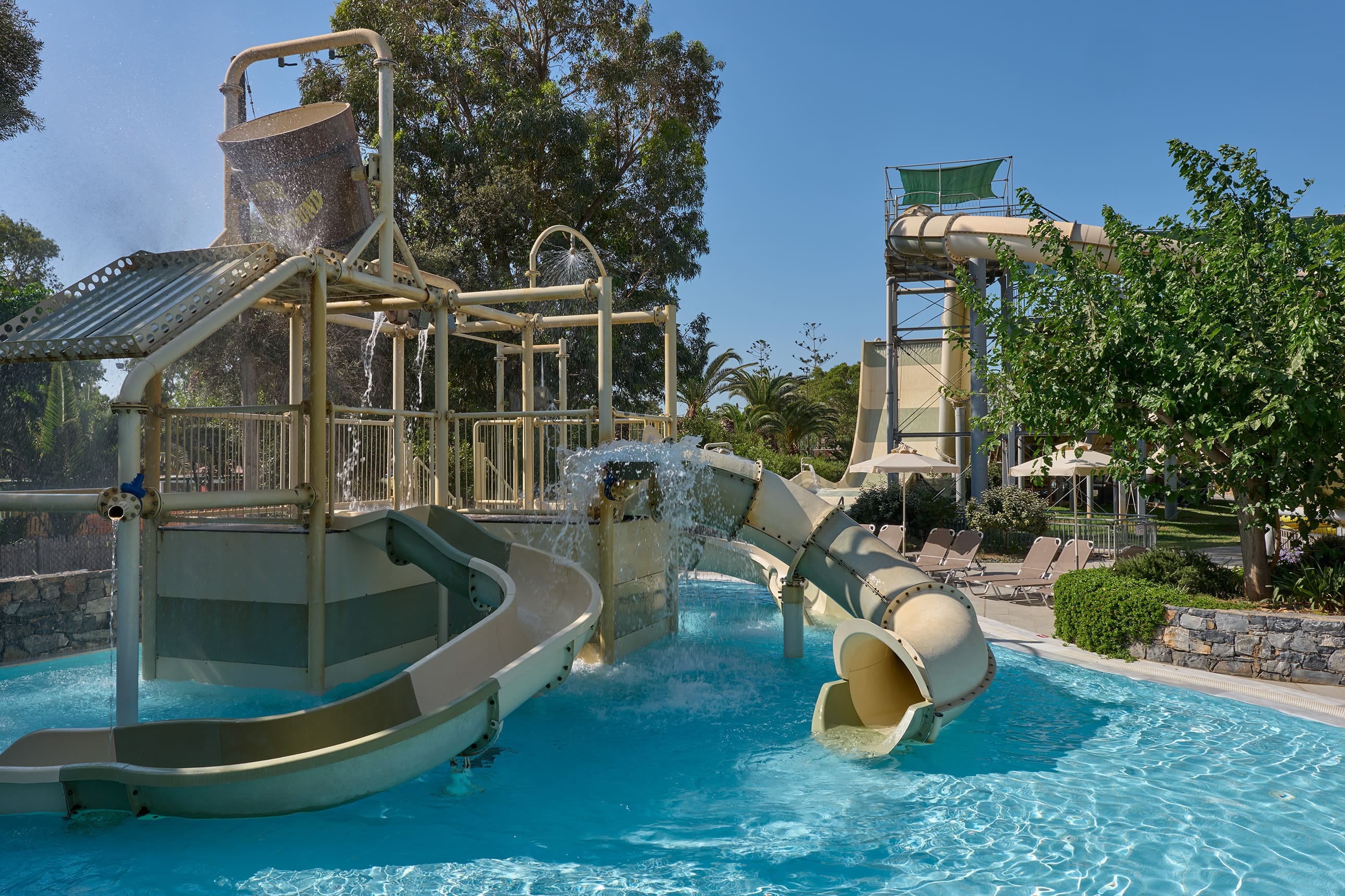 a water park with a slide
