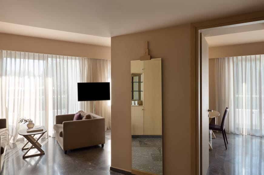 a living room with a tv and a couch