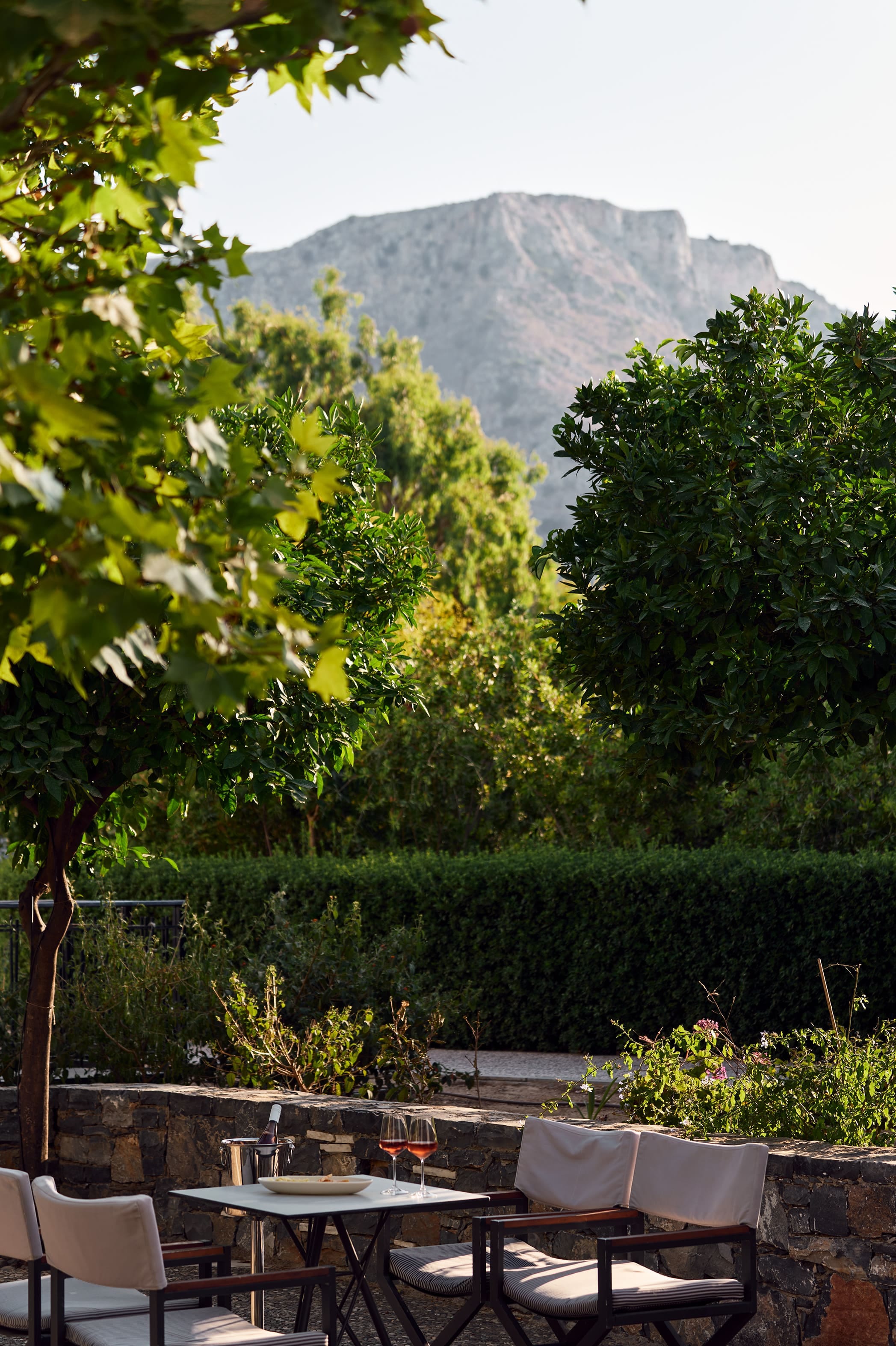 a table and chairs outside