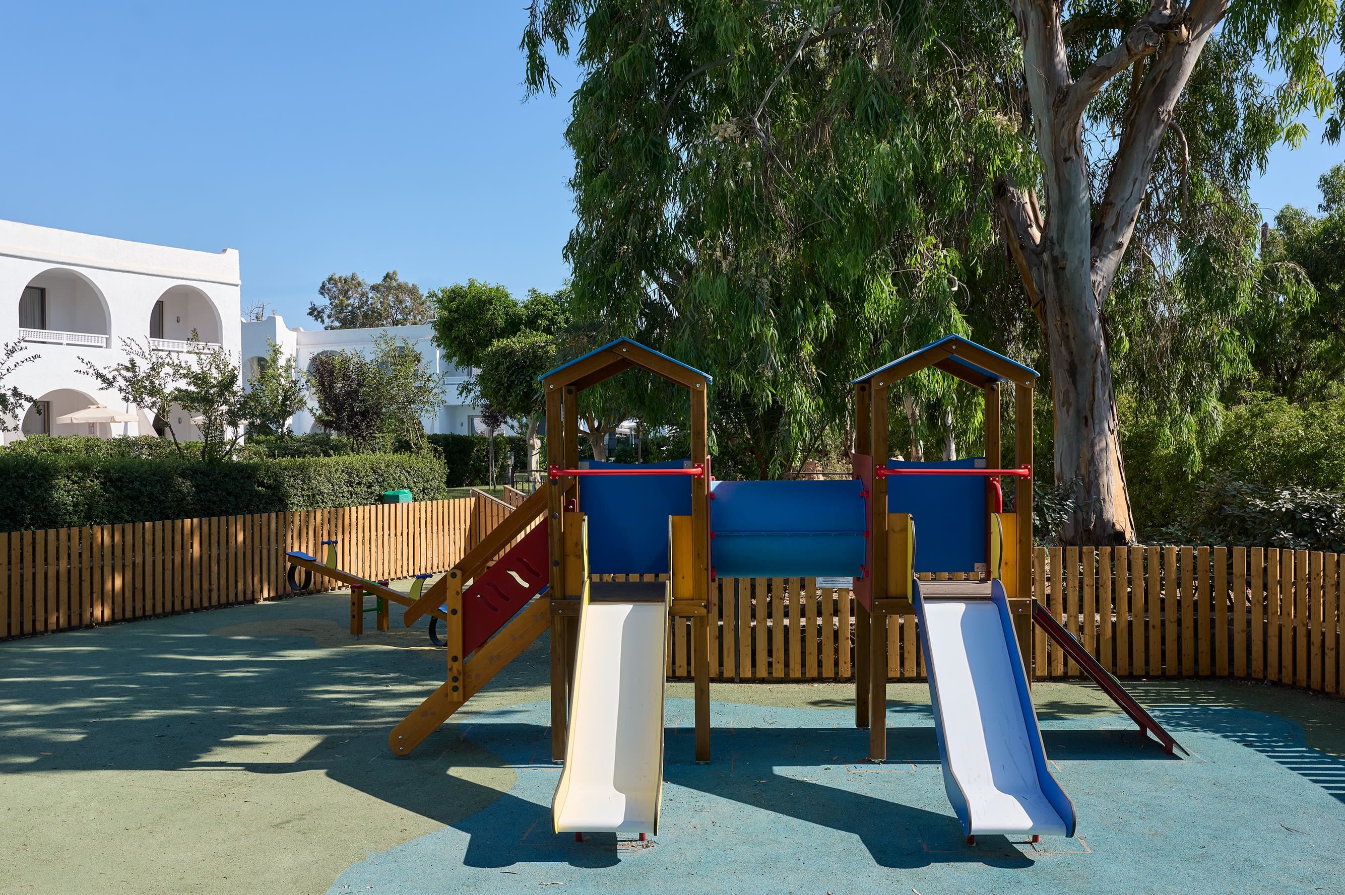 a playground with a slide