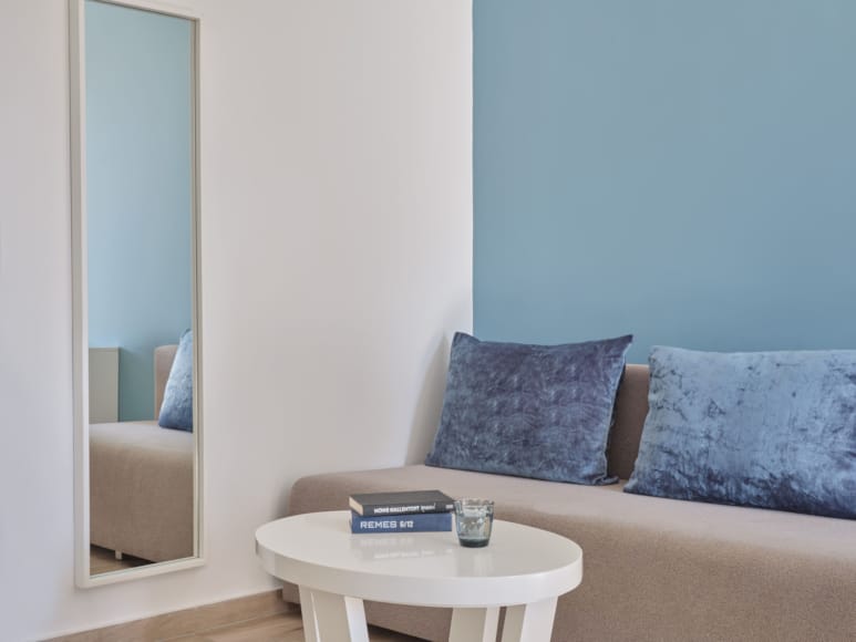 a couch and a table