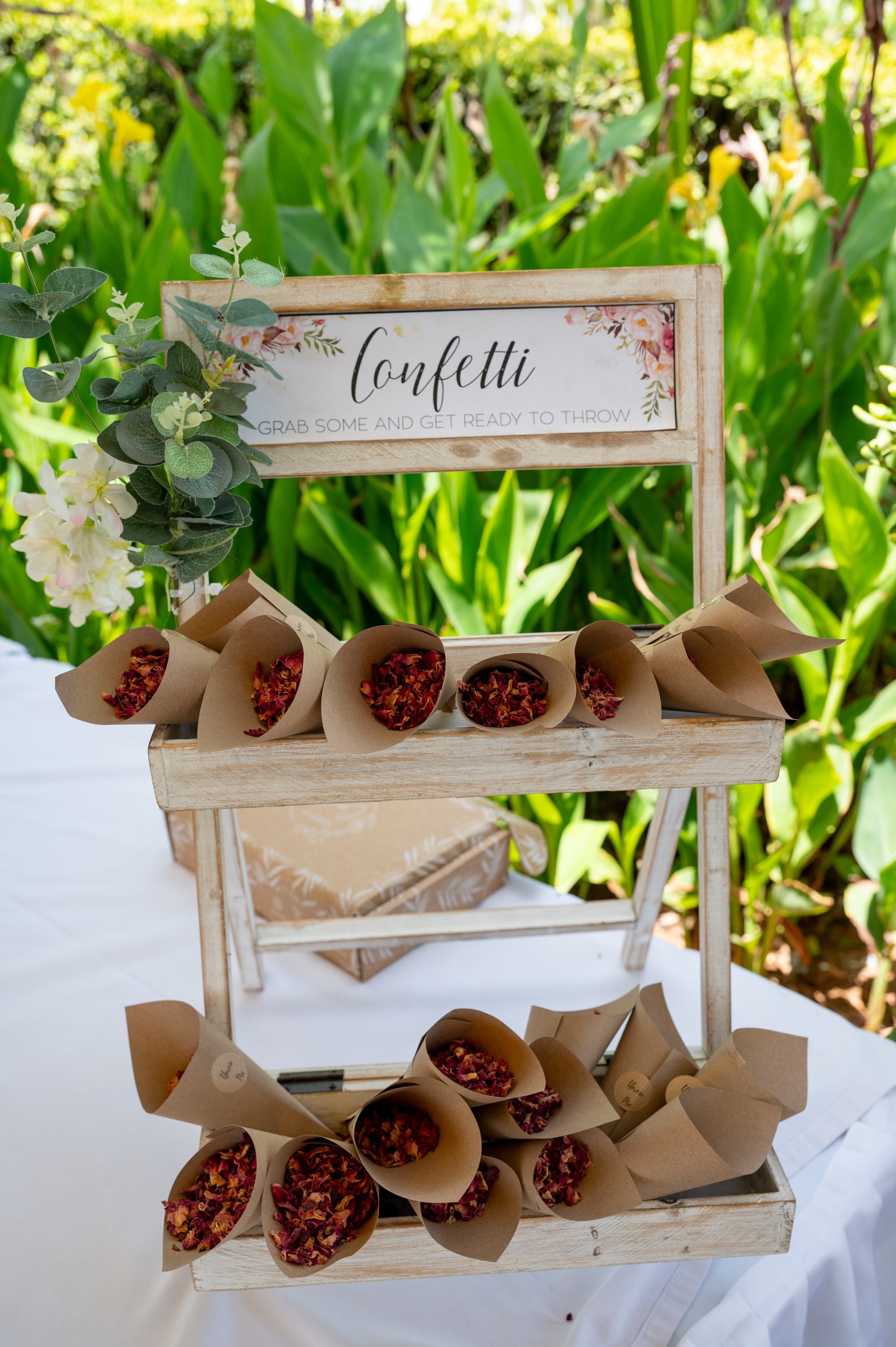 Wedding Confetti Station With Floral Decor At Atlantica Oasis Hotel In Limassol