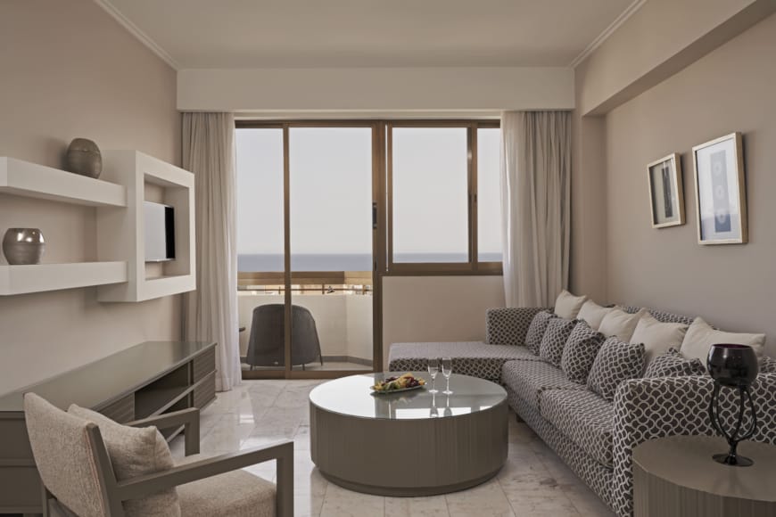 a living room with a large window