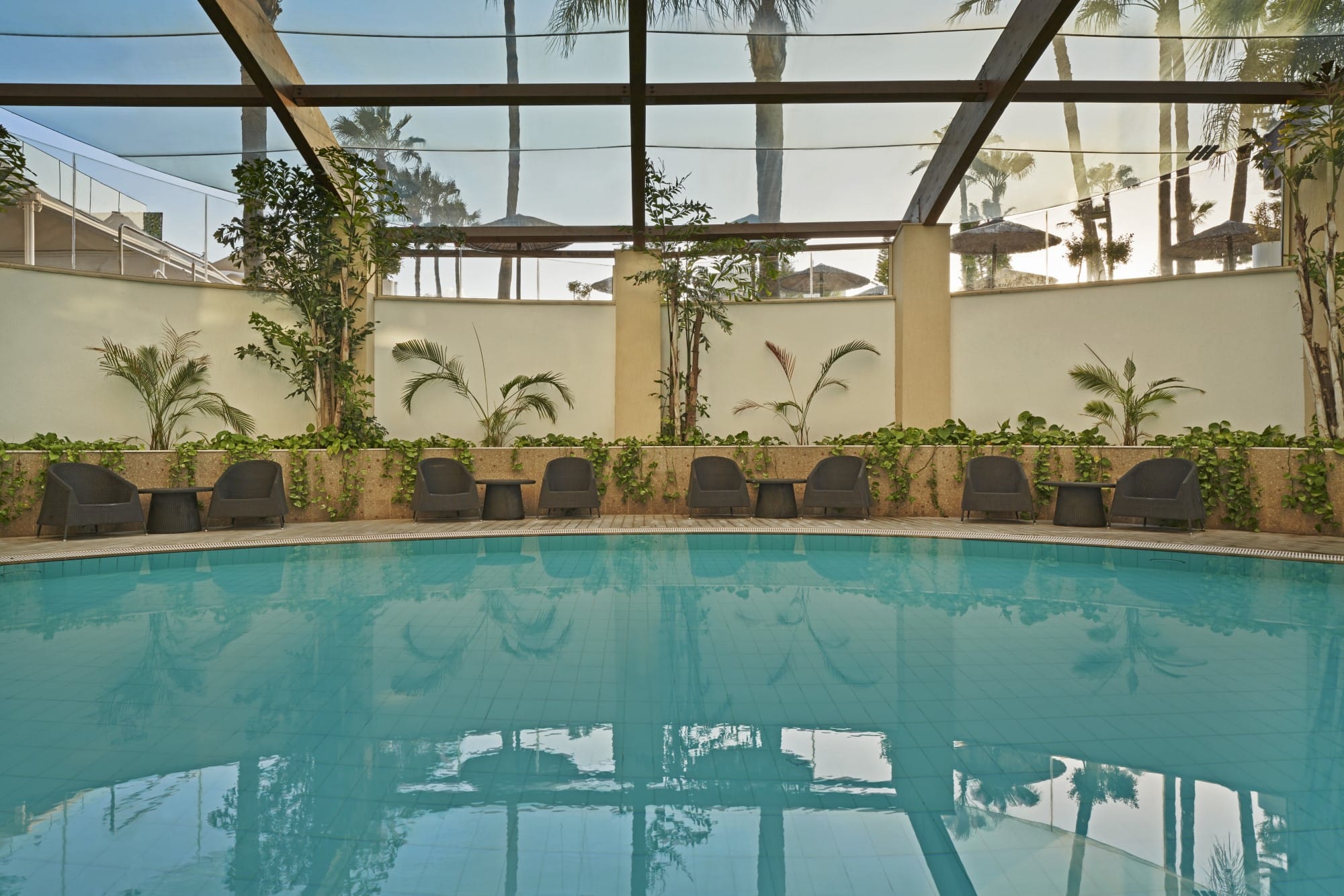 Heated Indoor Pool With Natural Light At The Atlantica Oasis Hotel In Limassol, Cyprus.