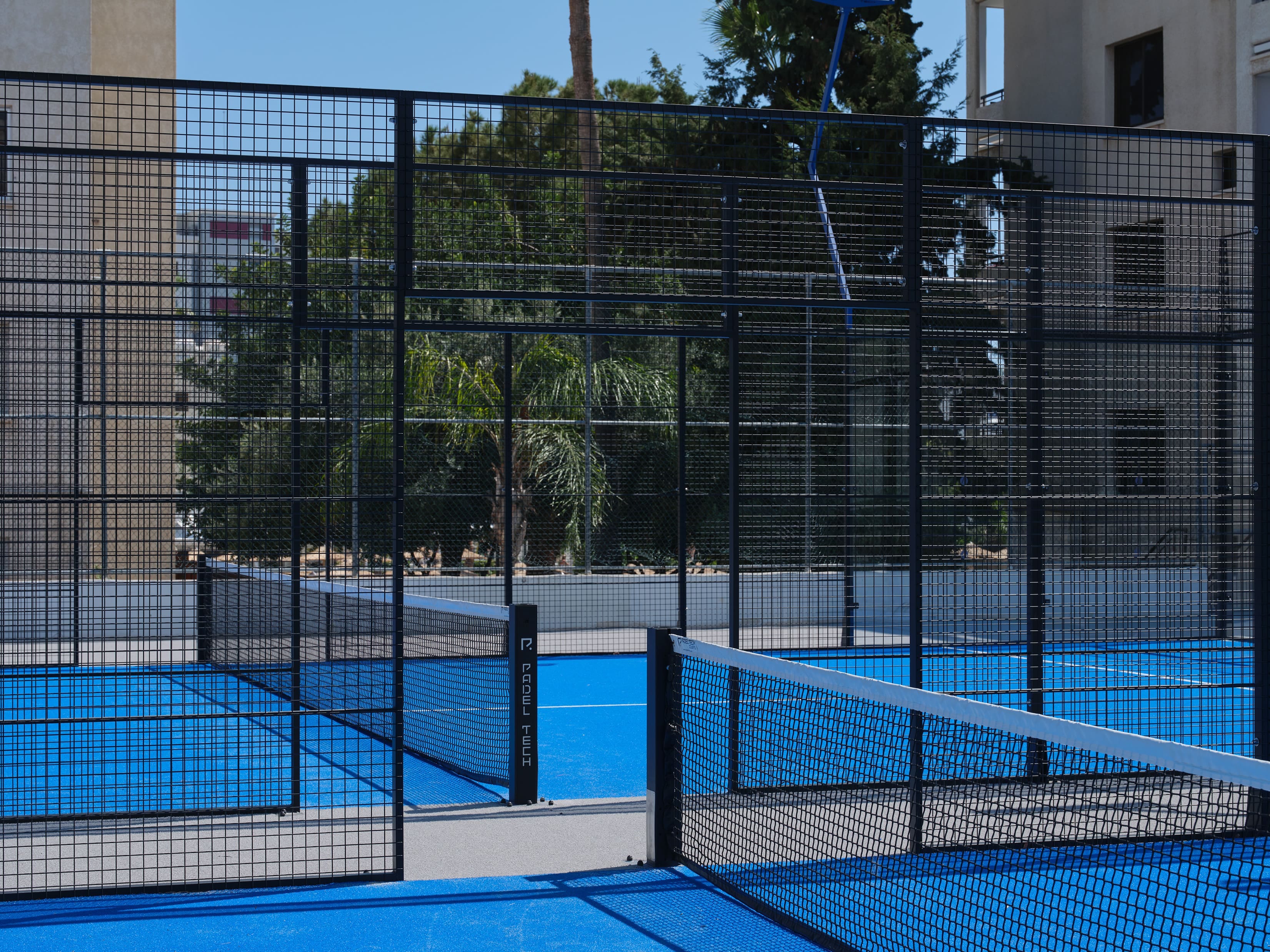 Outdoor Padel Court At The Atlantica Oasis Hotel In Limassol, Cyprus.