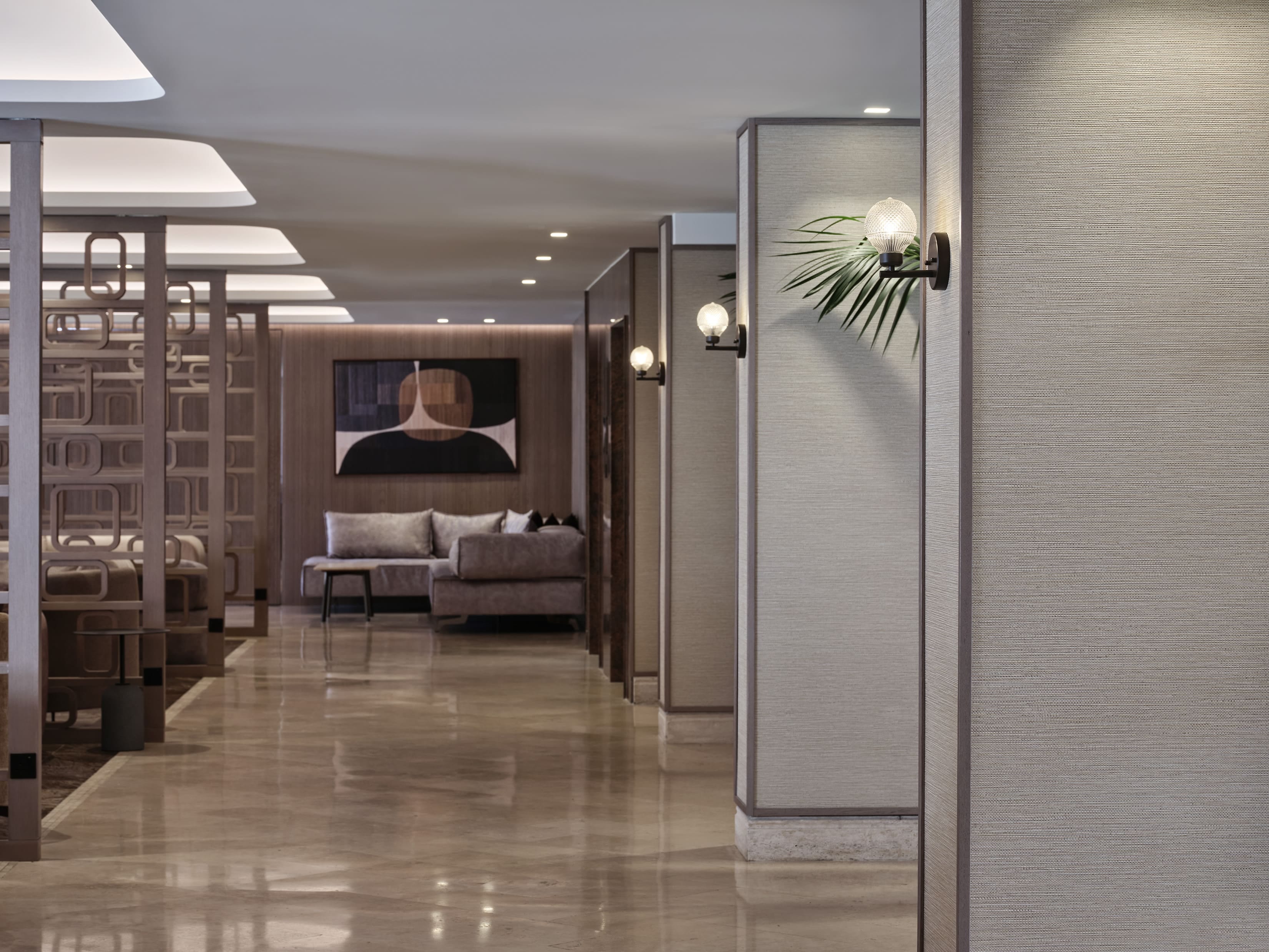 Stylish Lobby Lounge At The Atlantica Oasis Hotel In Limassol, Cyprus.