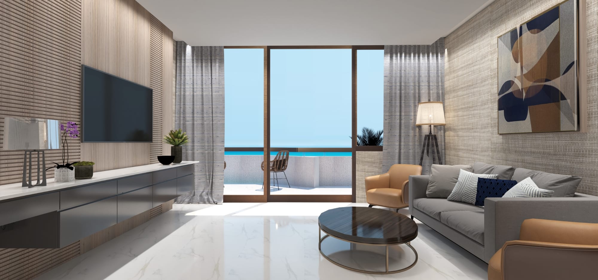 Spacious Executive Suite Living Area With Sea-Facing Balcony At Atlantica Oasis Hotel In Limassol