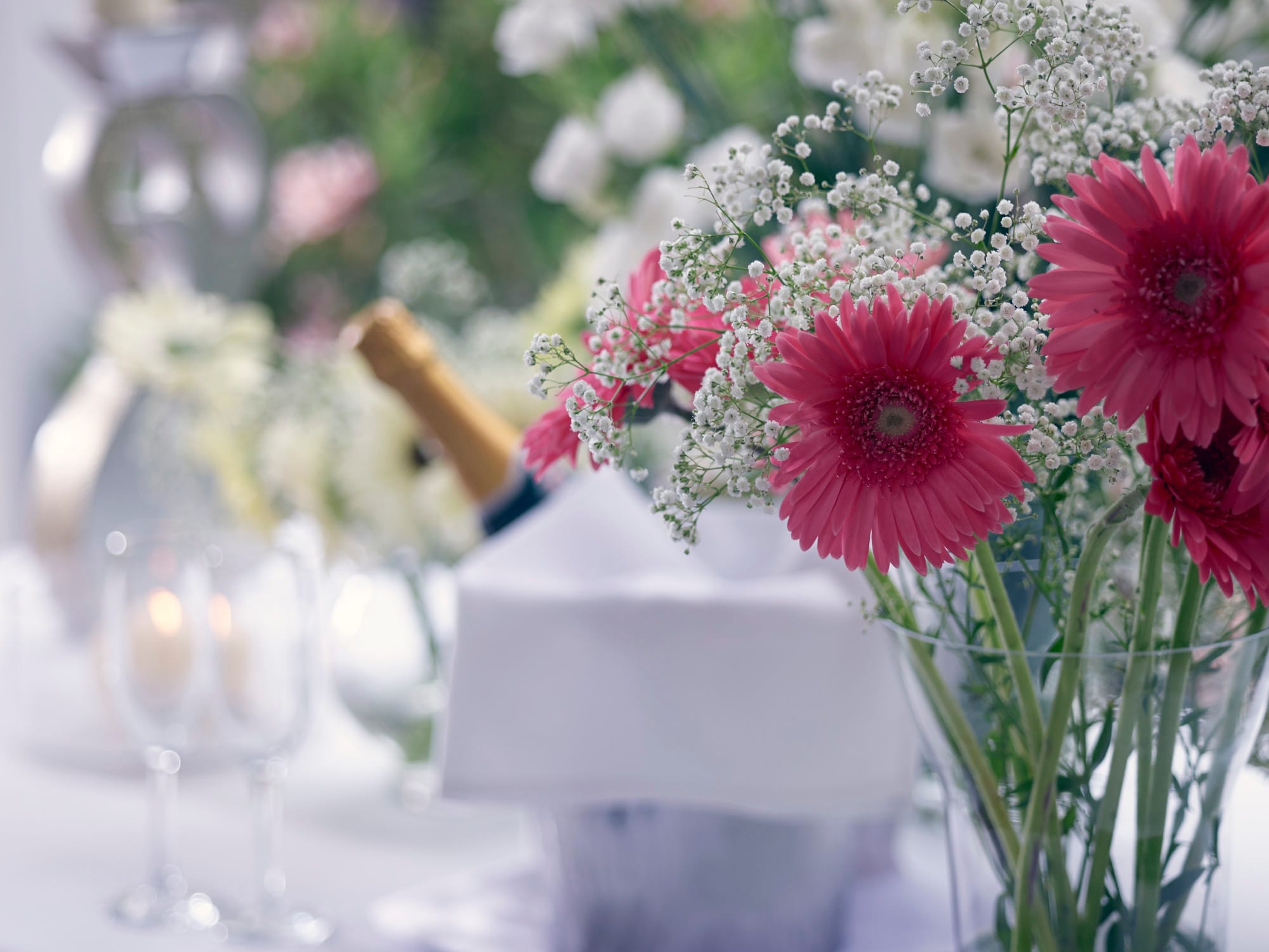 Floral Wedding Table Arrangement At Atlantica Oasis Limassol