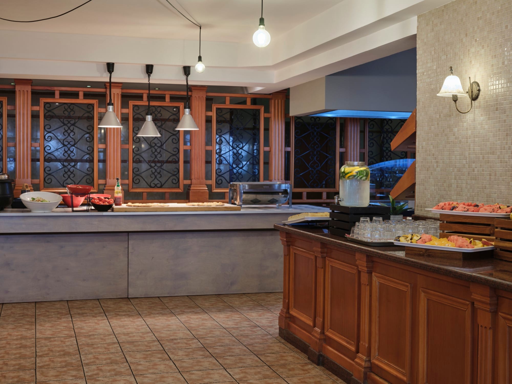 a kitchen with a large island