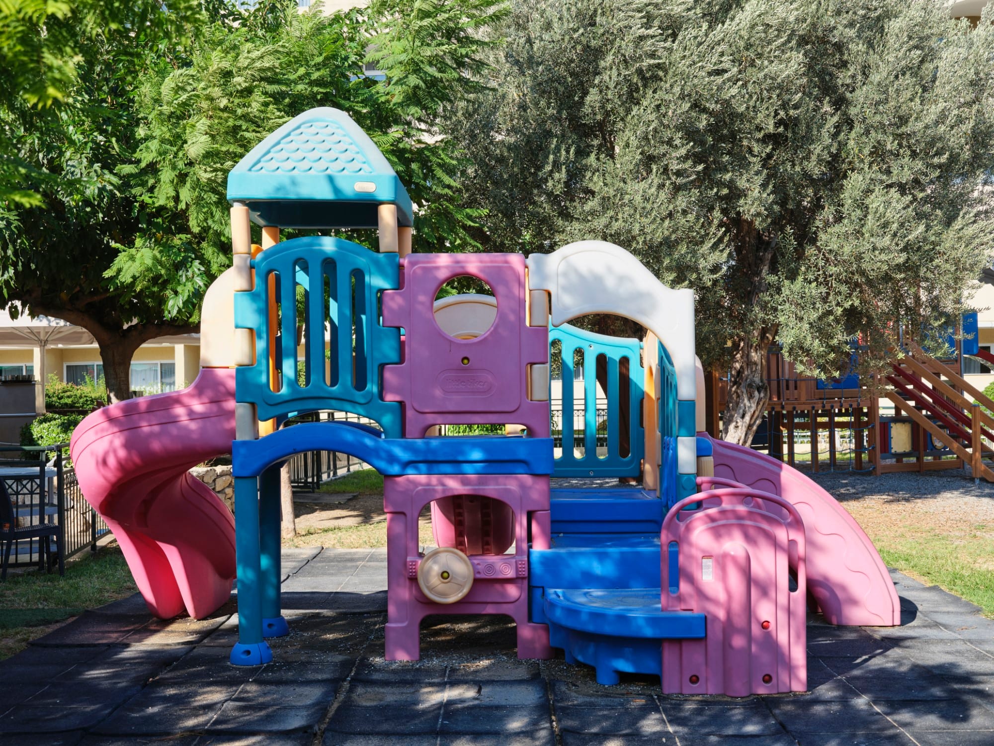 a small train in a park