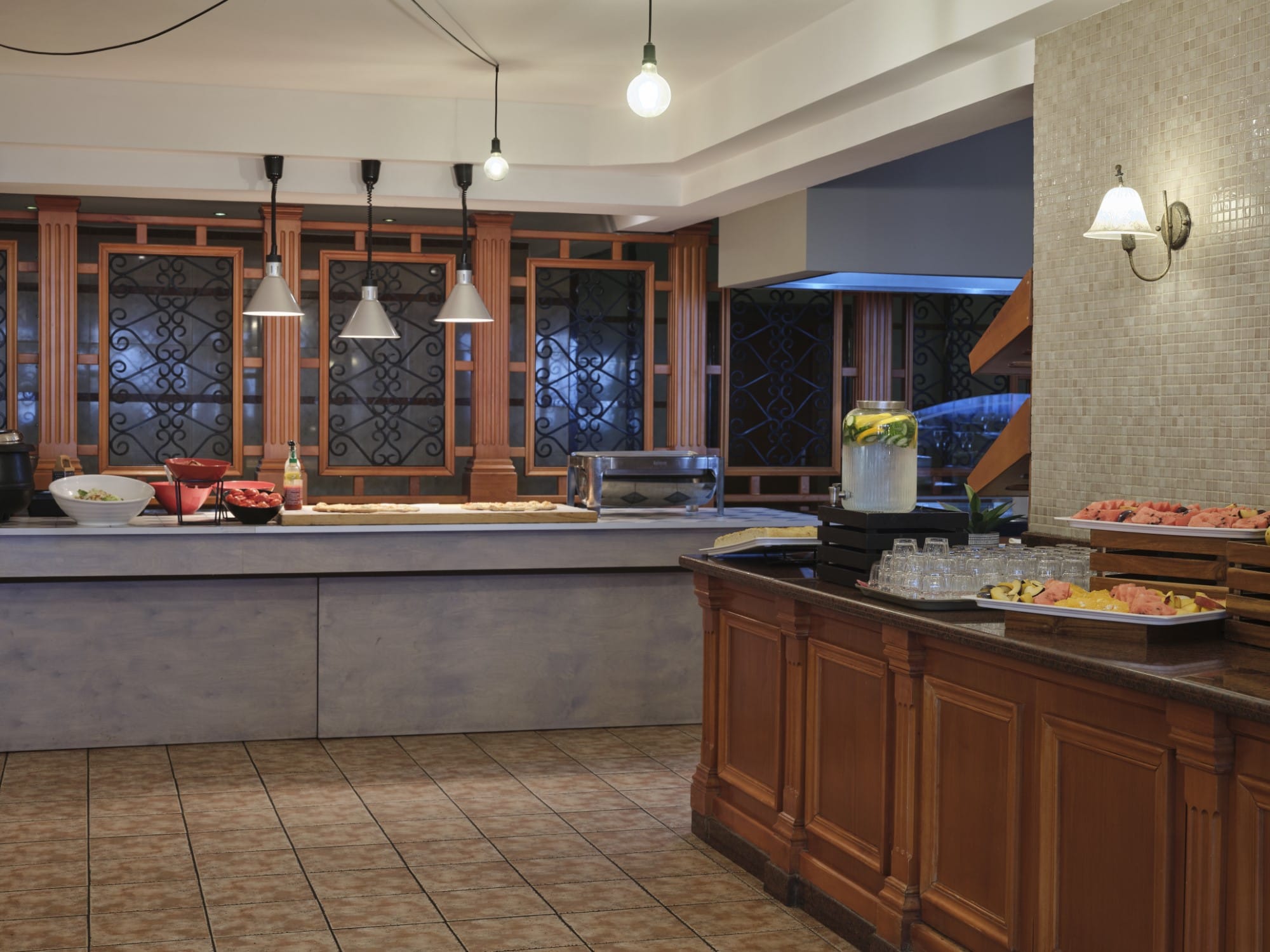 a kitchen with a large island