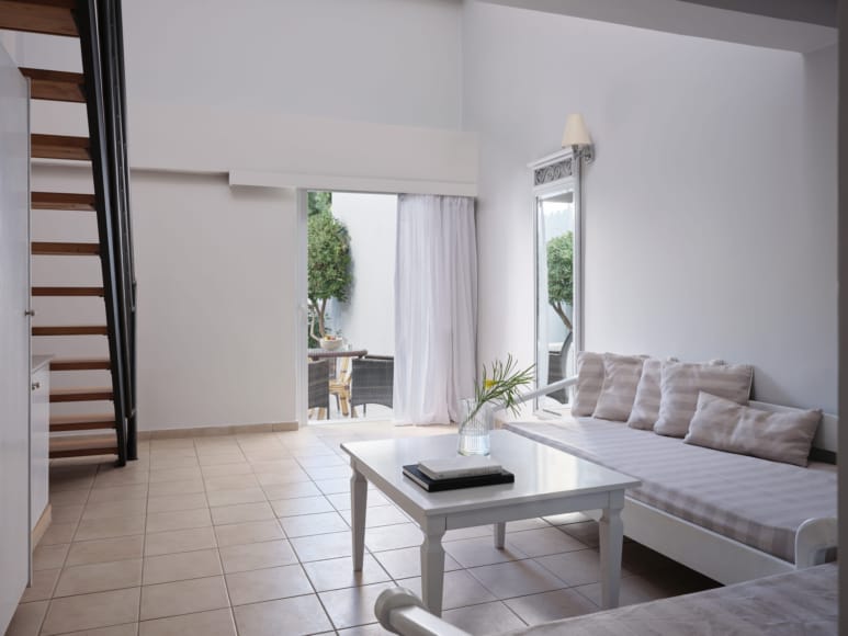 a room with a couch and a table